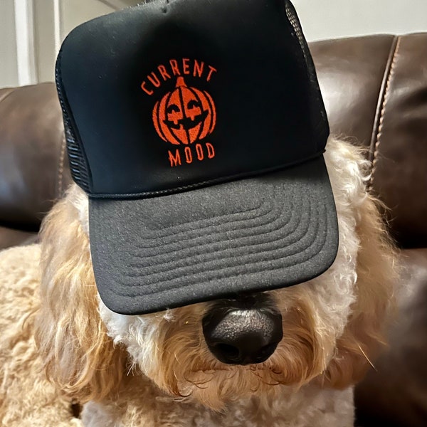 Halloween hat, Embroidered Trucker Hat, Pumpkin, Spooky Season, Trick or Treat, Trending Now, Halloween 2018