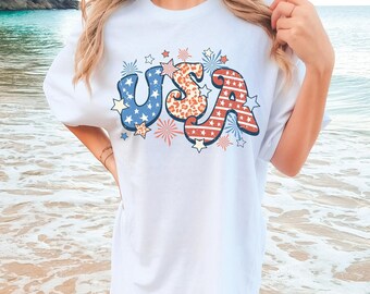Retro USA Comfort Colors T-Shirt - 4th of July Patriotic Tee