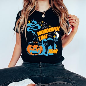Camiseta vintage de Halloween con gato negro y calabaza retro