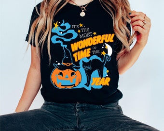 It's the Most Wonderful Time of the Year-Vintage Black Cat Halloween Shirt-Retro Halloween Pumpkin Shirt-Halloween Apparel