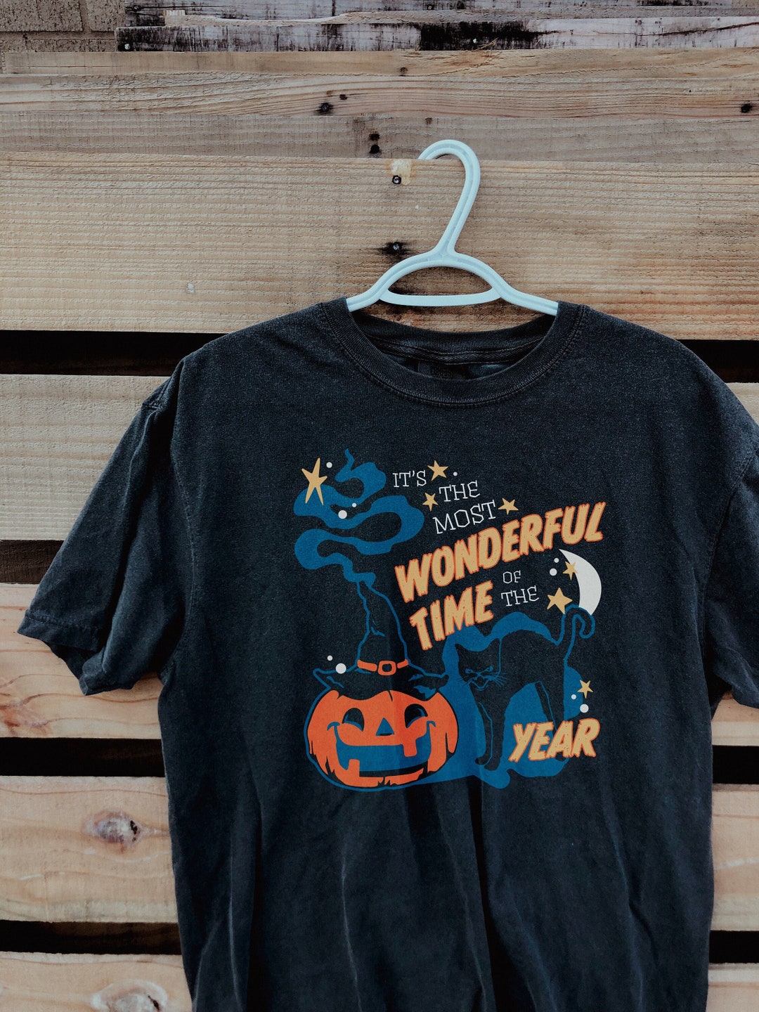 It's the Most Wonderful Time of the Year-Vintage Black Cat Halloween Shirt-Retro Pumpkin Halloween Shirt-Crazy Cat Lady Shirt
