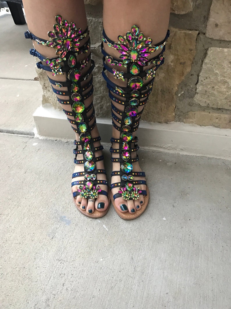 jeweled gladiator flat sandals