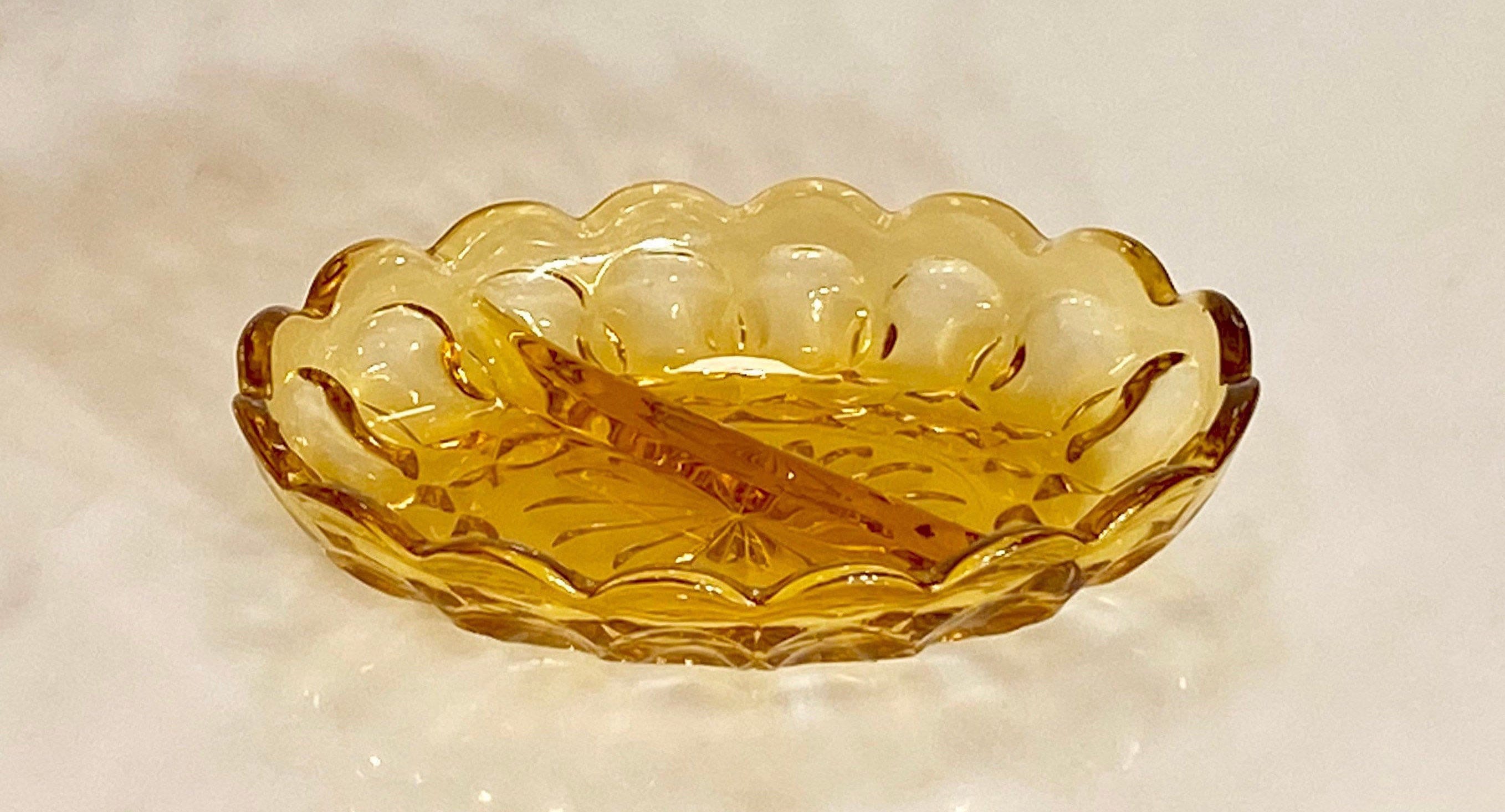 Vintage Amber Glass Divided Relish Dish Etsy UK