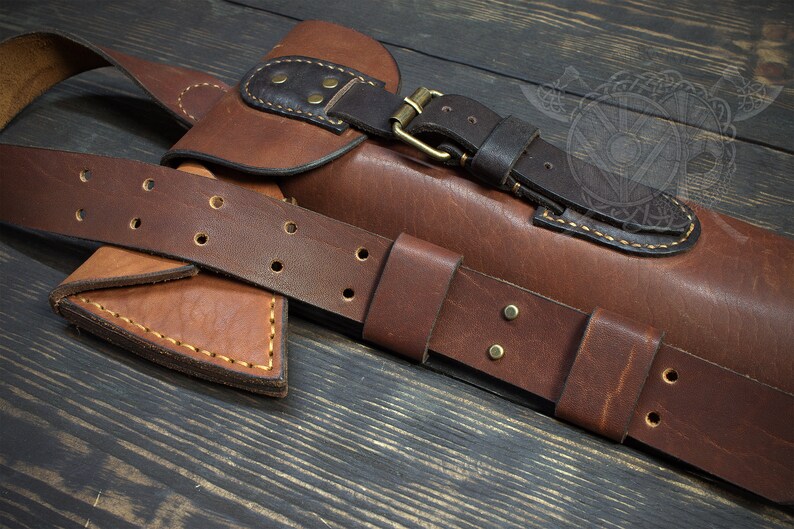 Shoulder Leather case for axe made by hand.