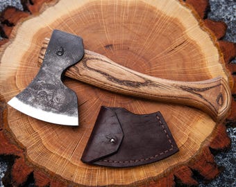Mini Forged Carving Axe: 52100 Steel, Leather Case