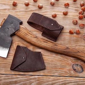 Hand Forged Camping Axe - Middle  Axe with Short Handle for Hiking, Limbing, Splitting