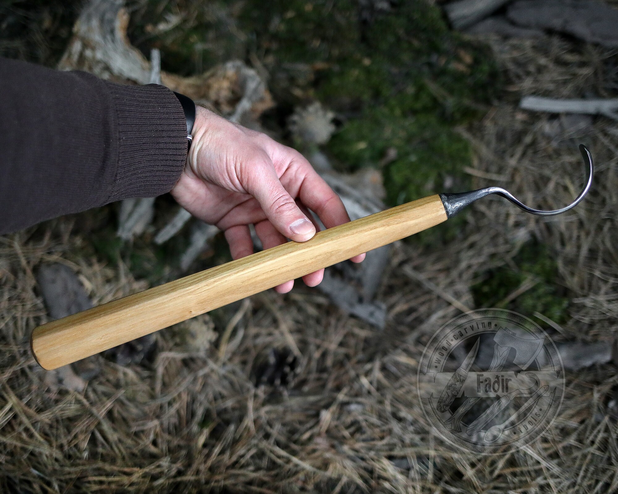 Long Handle TWCA Knife, carving tool, hand carving tool, hand-forged, for bowl carving