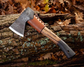 Hand Forged Scandinavian Viking Axe: 52100 Steel, Ash Handle, Leather Sheath