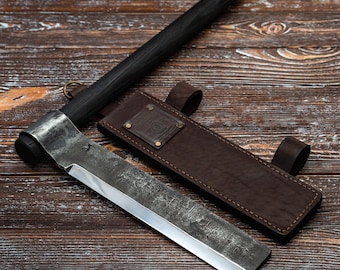 Splitting Froe with black handle, Medium Size, Logs Splitting, Hand Power Tool, Handmade Tool, Shake Axe, Paling Knife