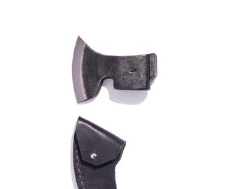 Micro Carving Axe Head – Finnish-Style High Carbon Steel Blade Blank (Leather Case)