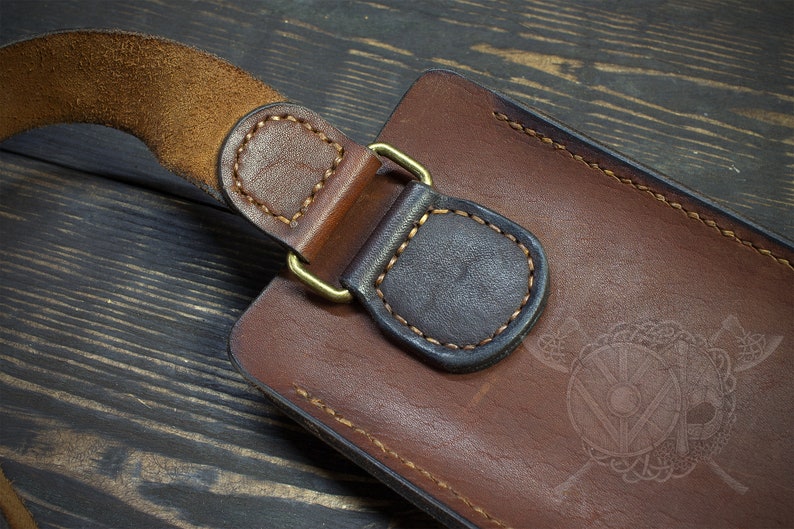 Shoulder Leather case for axe made by hand.