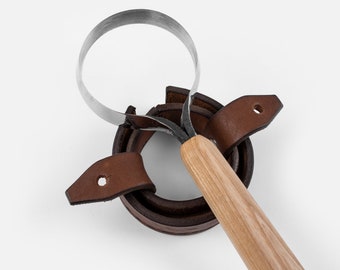 Hand Forged Circular Hook Knife: Bowl Carving Tool with Ash Handle