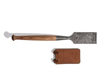 Long 3" Timber Framing Chisel, Angled Handle, Beveled Edge