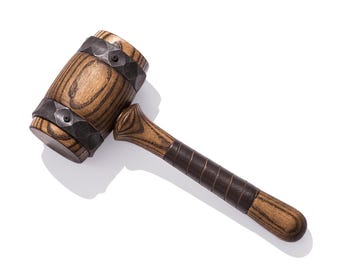 Middle-Sized Round Wooden Mallet with Metal Rings