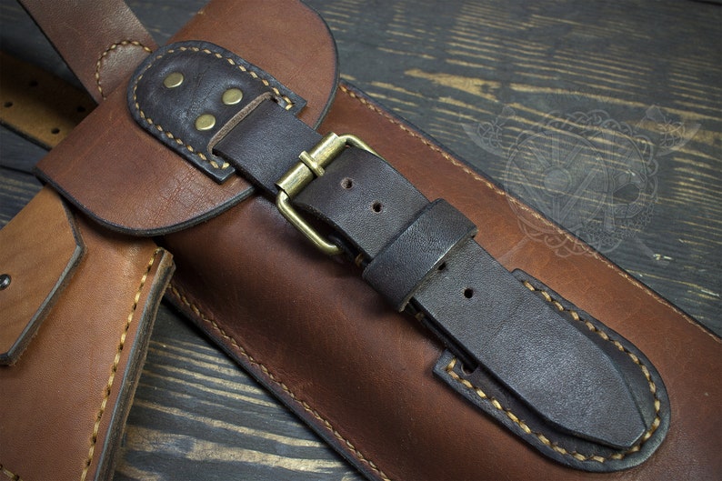 Shoulder Leather case for axe made by hand.