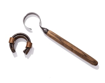 Hand Forged Hook Knife: Ash Wood Handle Bowl Carving Tool