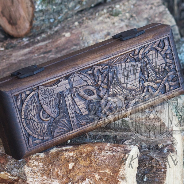 Carved Box, Hand-Carved Box, Ash Tree Box with Carving