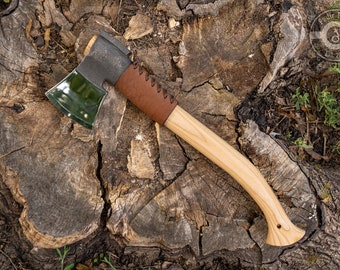 Hand-Forged Carpenter Axe: Finnish Logging Hatchet, Ash Handle