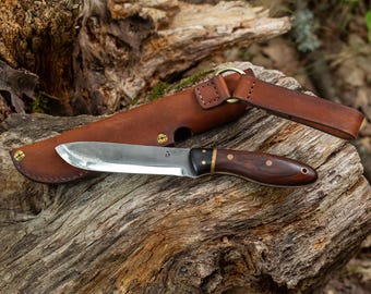 Bushcraft Knife #6 with IronWood and Hornbeam handle, Big Knife