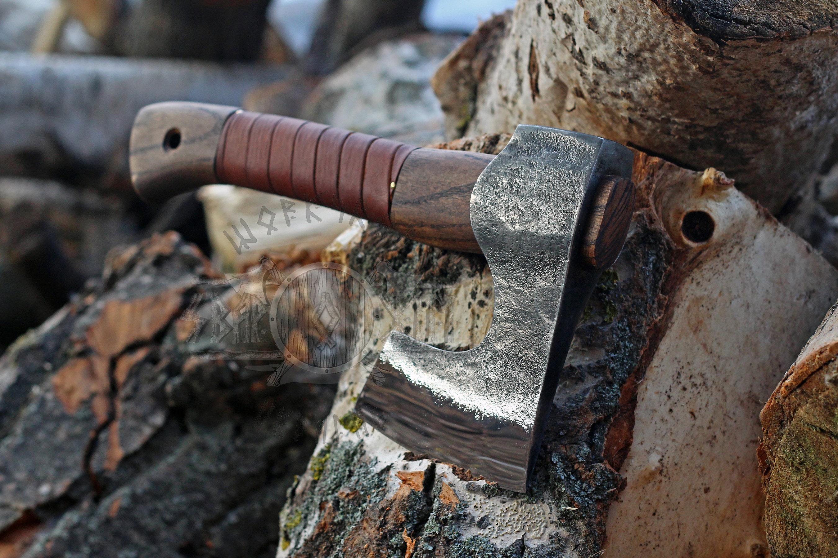 Small Bearded Axe with Short Handle and Leather Wrapping Etsy