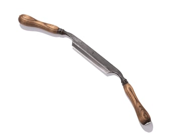 Hand-Forged Carbon Steel Drawknife: 6" Ash Wood Handle, Leather Case