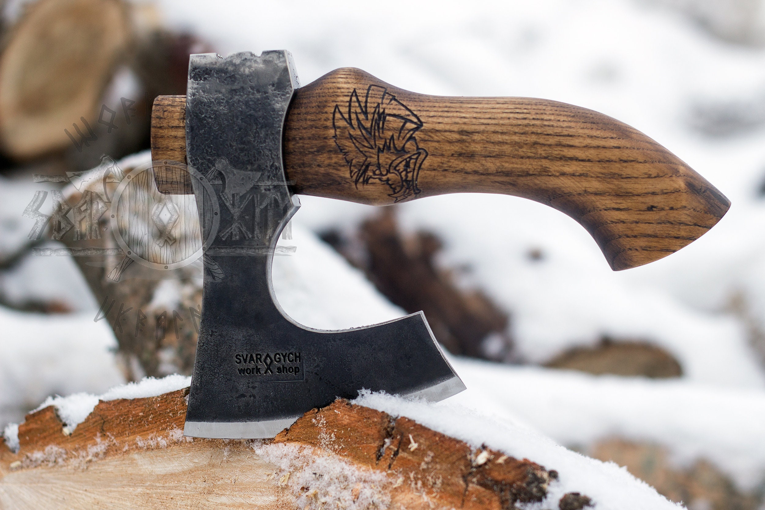 Bearded Axe with Short Handle Viking Axe Scandinavian Axe Etsy