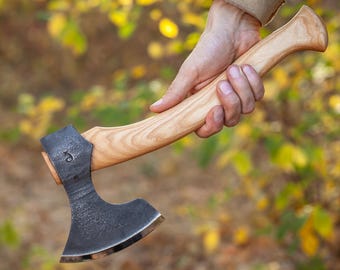 Hand Forged Carving Axe for Green Wood Carving Tool with Leather Case