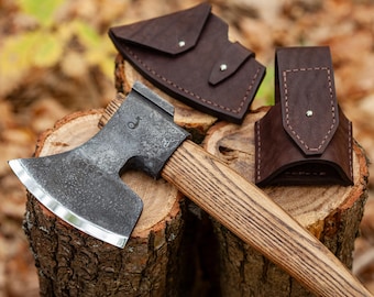 Hand-Forged Finnish Hatchet: Carpenter Axe with Leather Sheath