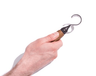 Hand Forged Hook Knife: Spoon Carving Tool with Leather Sheath
