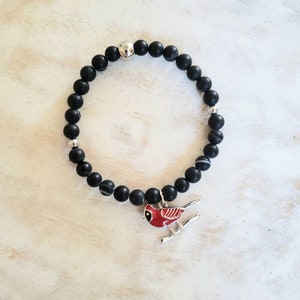 Red cardinal bracelet, red cardinal jewelry