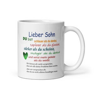 Tasse / Tasse Lieber Sohn wir Versprechen Bild 1