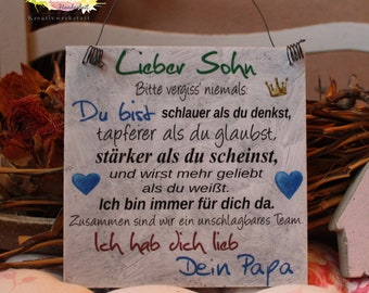 ShabbyStyle Schild -  Lieber Sohn - Dein Papa