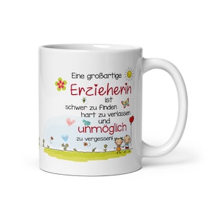 Tasse / Eine großartige Erzieherin Abschiedsgeschenk Erzieherin Tagesmutter Tagesvater Erzieher Lehrer Lehrerin Kitaleitung Bild 1