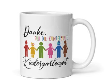 Tasse / Danke für die kunterbunte Kindergartenzeit  - Personalisierung mit Wunschname möglich - Erzieherin - Tagesmutter - Abschied