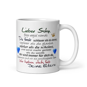 Tasse / Lieber Sohn Deine Eltern Bild 1