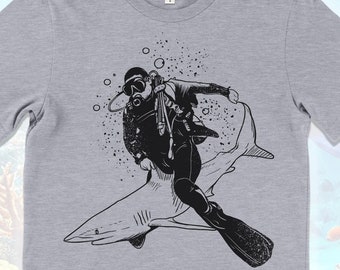 Scuba Diver T Shirt, Diver Gift, Shark Shirt, Scuba Diving Tee Shirt, Scuba Diver Gift Ideas, Deep Sea Diver Shirts, Scuba Lover Shirt
