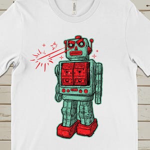 Evil Robot T Shirt, Retro Robot Graphic Tee, Vintage Sci-Fi Shirt, Classic Toy Robot Shirt, Funny Robot Shirt for Men and Women
