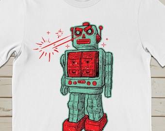 Evil Robot T Shirt, Retro Robot Graphic Tee, Vintage Sci-Fi Shirt, Classic Toy Robot Shirt, Funny Robot Shirt for Men and Women