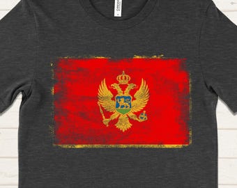 Camiseta con la bandera de Montenegro, camiseta desgastada del orgullo montenegrino, camiseta unisex con los colores nacionales