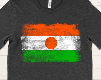 Camiseta con la bandera de Níger, camiseta desgastada del orgullo nigerino, camiseta unisex con los colores nacionales