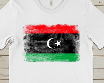 Libya Flag T-Shirt, Distressed Libyan Pride Shirt, Unisex National Colors Tee
