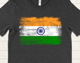 India Flag T-Shirt, Distressed Indian Pride Shirt, Unisex National Colors Tee