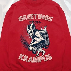 Greetings from Krampus Christmas Sweatshirt, Funny Krampus Christmas Sweater, Gothic Christmas Sweater, Creepy Christmas Gifts