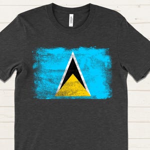 Saint Lucia Flag T-Shirt, Distressed Saint Lucian Pride Shirt, Unisex National Colors Tee