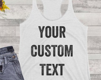 Personalized Tank Top for Women, Custom Running Tank Tops, Personalized Racerback Triblend Workout Tank Top. Custom Marathon Running Tank.