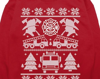 Firefighter Christmas Gift, Firefighter Ugly Christmas Sweater Sweatshirt, Firefighter Shirt, Christmas Gift Ideas for First Responders
