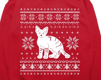 Devon Rex Cat Christmas Sweater,  Devon Rex Owner Sweatshirt, Cute Cat Owner Gift, Devon Rex Cat Gift Ideas, Velcro Cat Sweatshirts