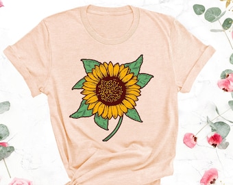Sunflower Shirt, Wildflower Shirt Flower Print Shirt, Womens Garden Shirt, Sunshine Floral Shirt, Flower Print Shirt