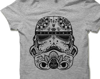 Sugar Skull Stormtrooper Shirt. Geek Calavera Tee. Funny Tee Shirt.