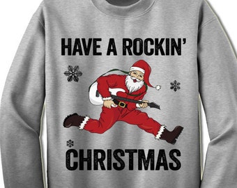 Cool Rock N Roll Santa Christmas 
